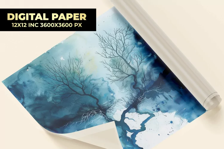 Watercolor Branch Digital Paper