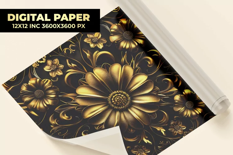 Golden Flower Digital Paper