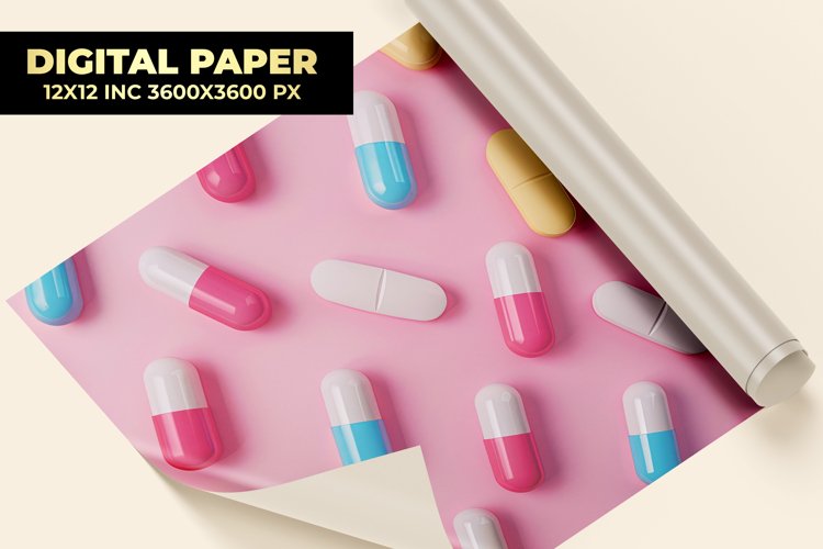 Colourful Pills Digital Paper example image 1