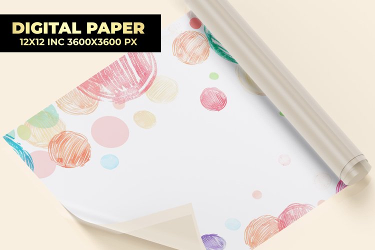 Cute Round Shape Doodle Digital Paper example image 1