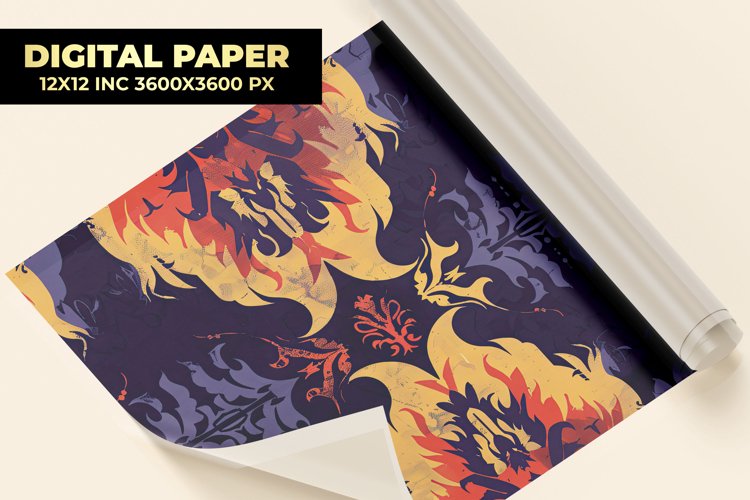 Damask Pattern Digital Paper example image 1