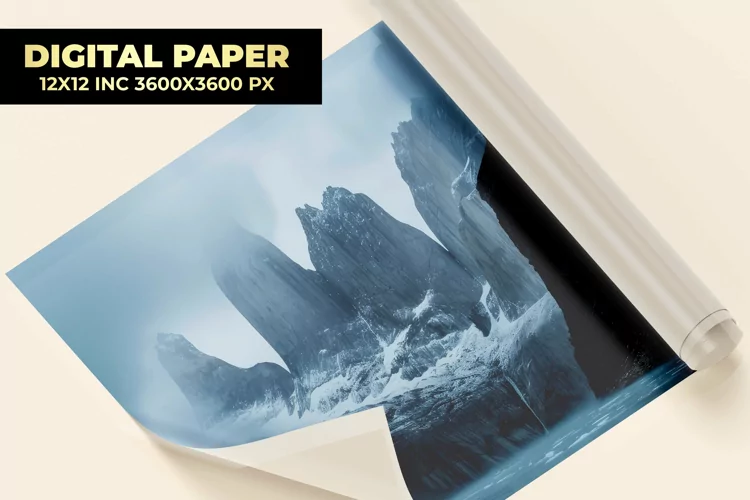Mountain With Lake Digital Paper