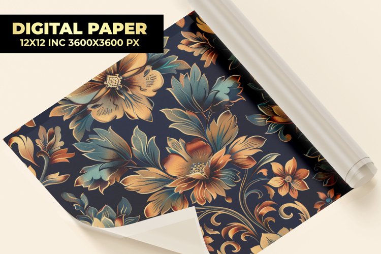 Colorful Floral Digital Paper example image 1