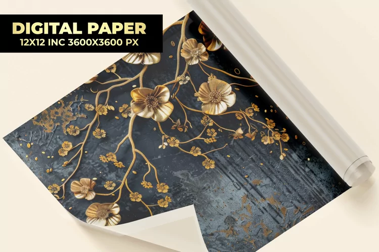 Golden Flower Digital Paper