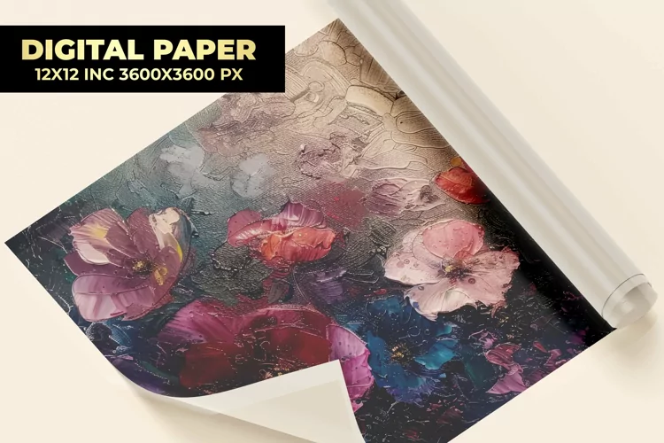 Flowers Oil Painting Digital Paper