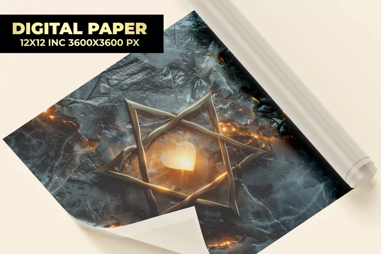 Star With Heart Digital Paper