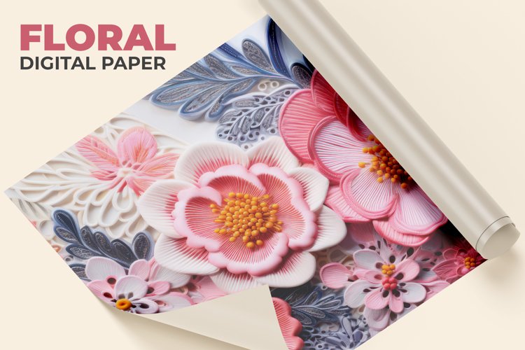 Floral Digital Paper example image 1