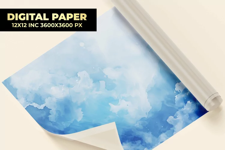 Blue Watercolor Digital Paper
