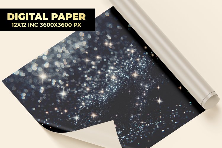 Black Shinny Glitter Digital Paper example image 1