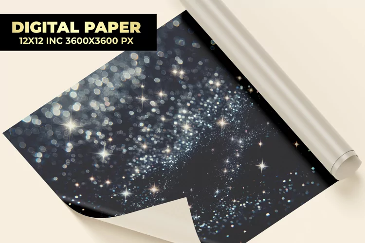Black Shinny Glitter Digital Paper