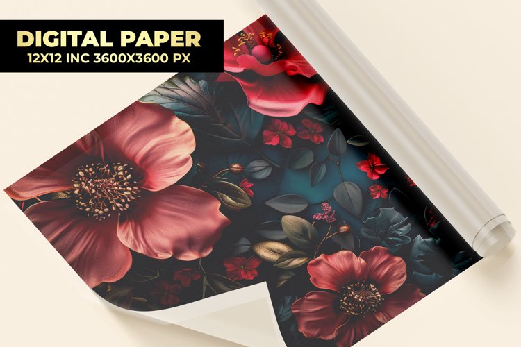 Dark Flower Digital Paper example image 1
