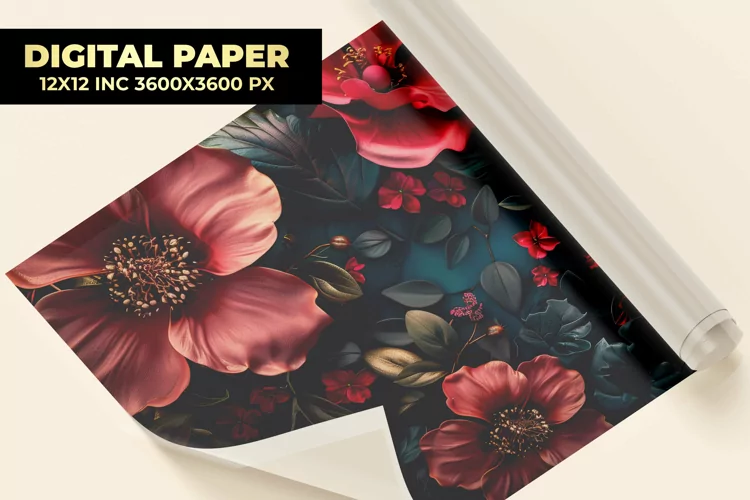 Dark Flower Digital Paper