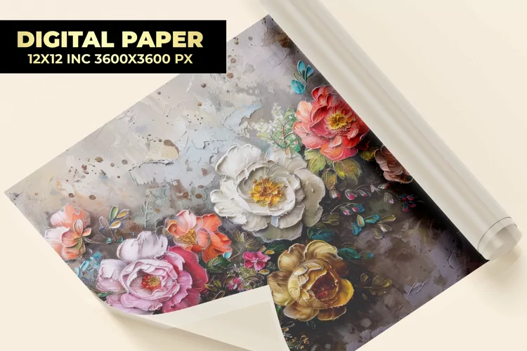 Flowers Oil Painting Digital Paper