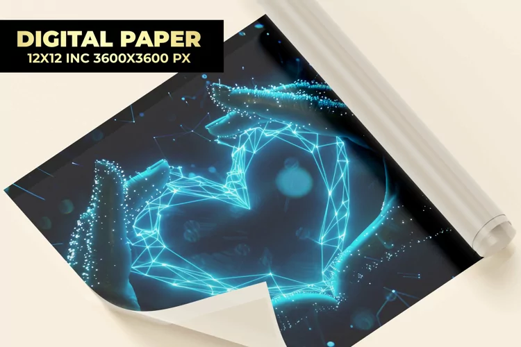 Hand With Heart Digital Paper