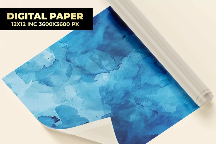 Blue Watercolor Digital Paper