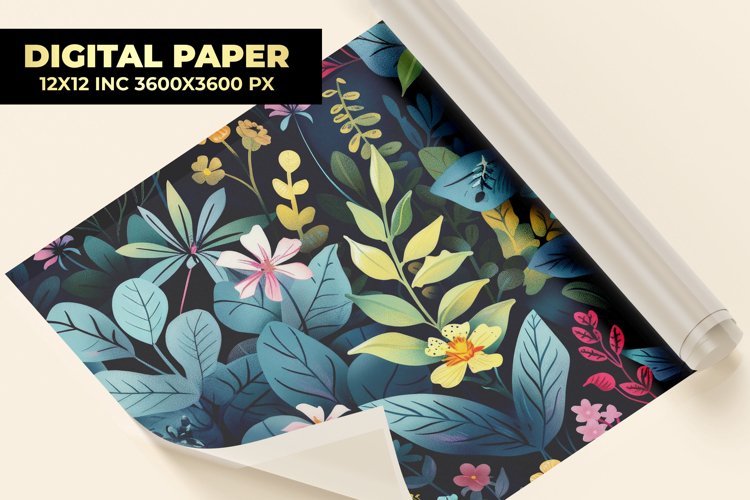 Colorful Floral Digital Paper example image 1