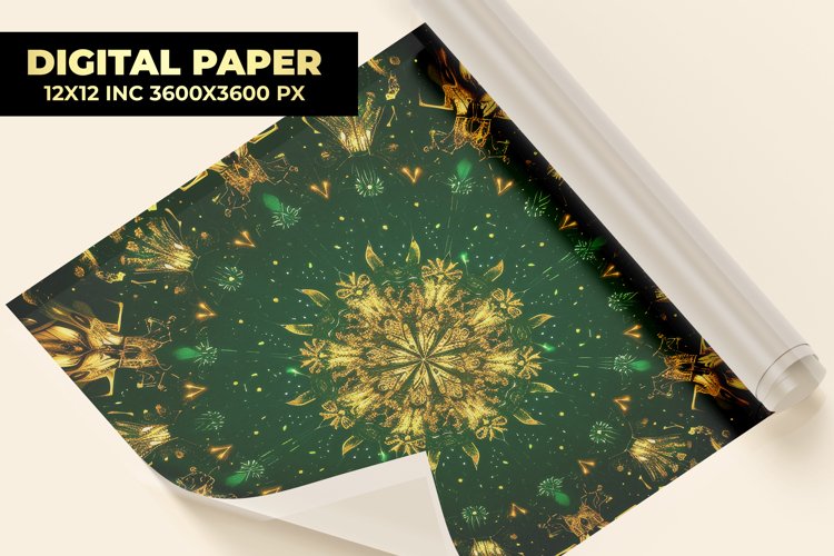Golden Floral Digital Paper
