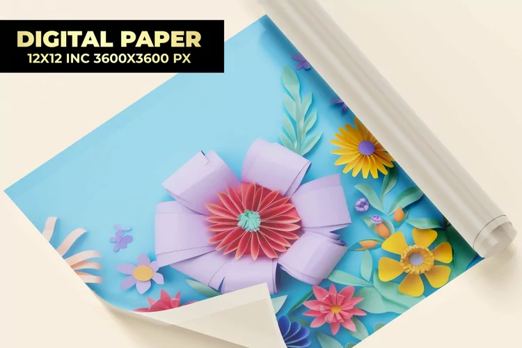 Paper Art Flower Digital Paper