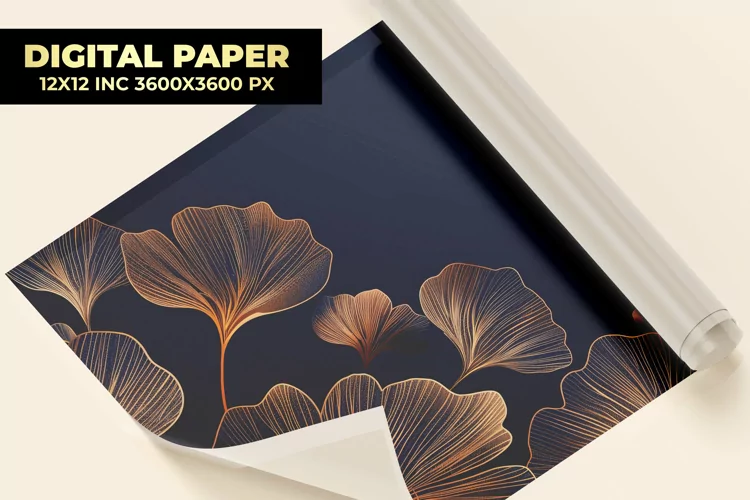 Ginkgo biloba golden leaves Digital Paper