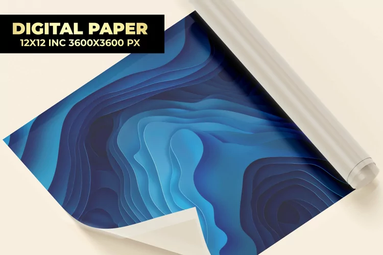 Blue Wavy Digital Paper
