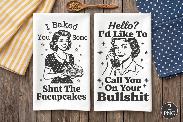 Retro Housewife Towel PNG, Sublimation Design