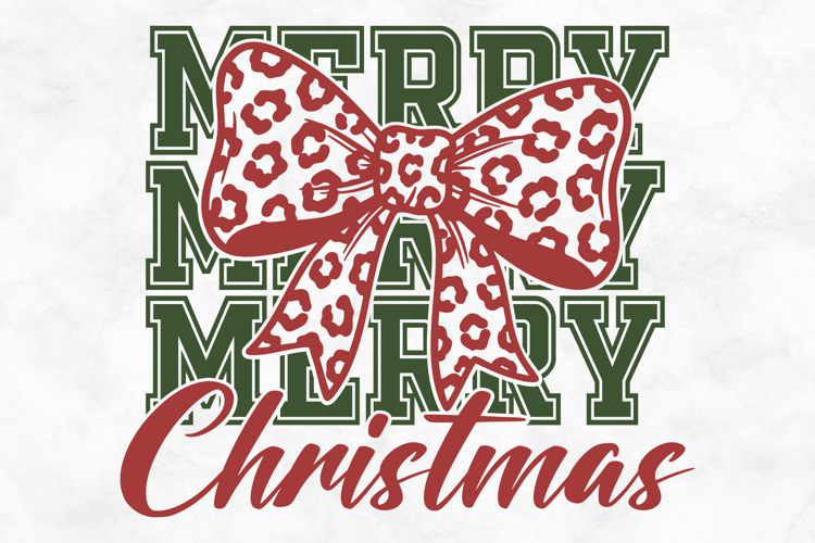 Merry Christmas Animal Print Ribbon SVG PNG File