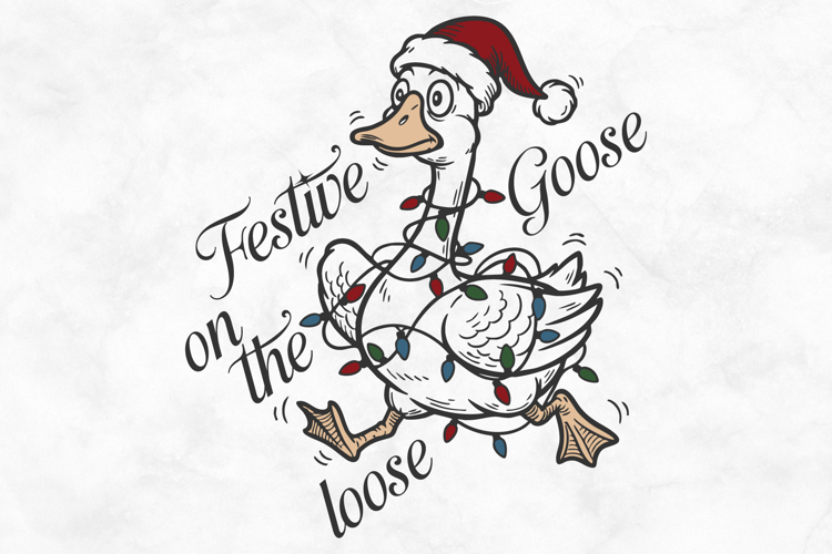 Festive Goose On The Loose SVG PNG File