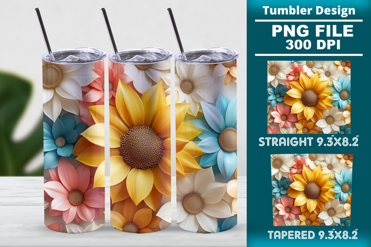 3D floral tumbler wrap design
