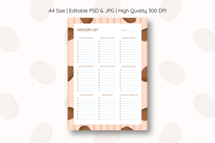 Kiwi Grocery List Template | Grocery List | Planner