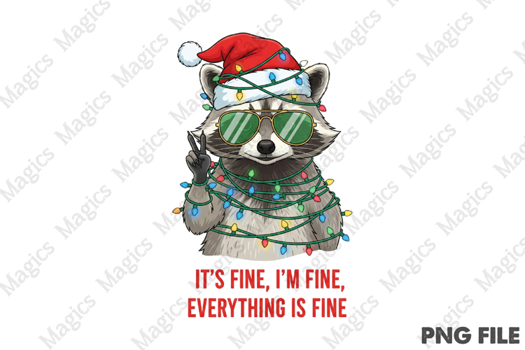 Raccoon Christmas Sublimation PNG