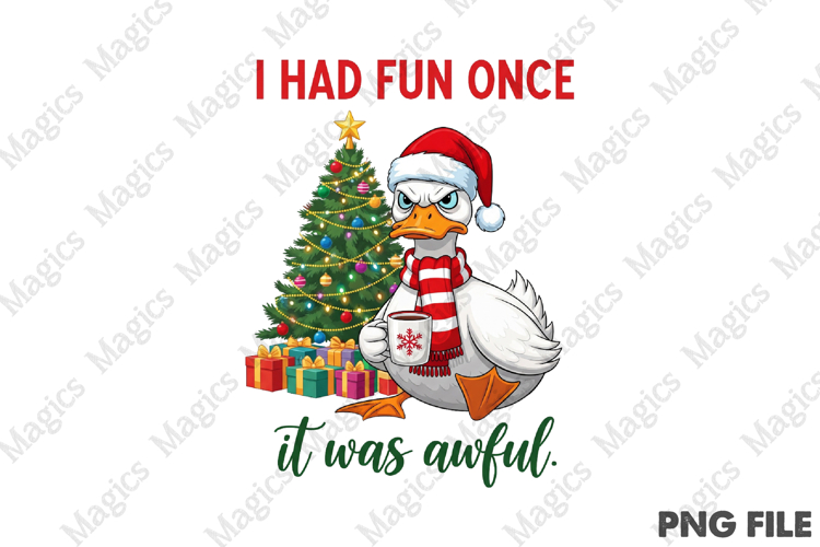 Funny Christmas Goose PNG, Santa