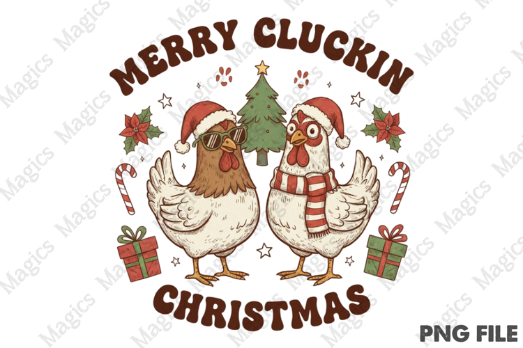 Merry Cluckin Christmas Chicken PNG