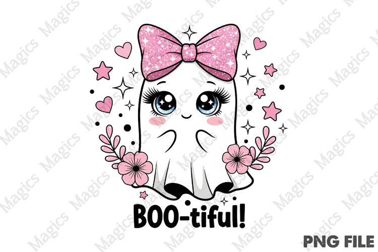 Cute Ghost PNG, Halloween Boo-Tiful PNG example image 1