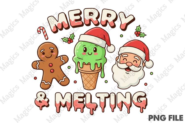 Merry & Melting Christmas Ice Cream Png
