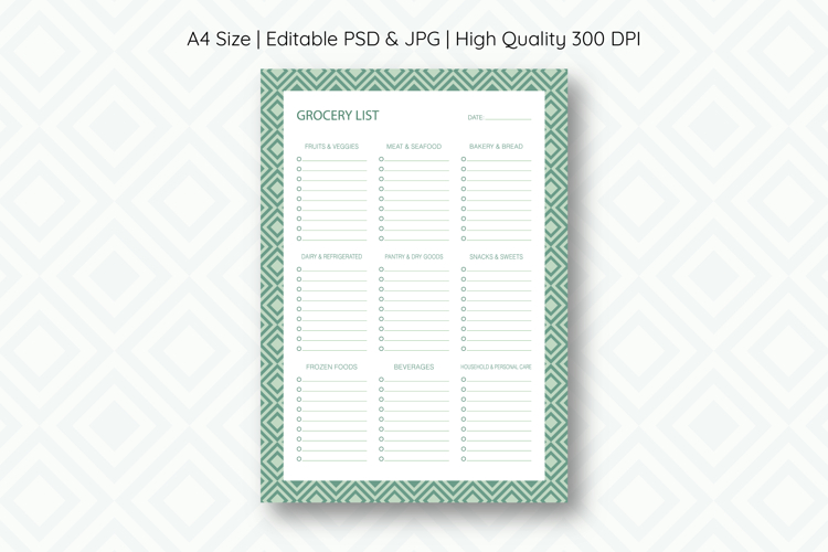 Geometry Grocery List Template | Grocery List | Planner