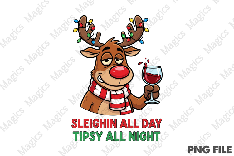 Funny Reindeer Christmas Lights PNG
