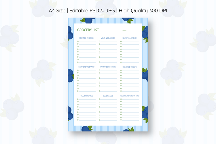 Blackberry Grocery List Template | Grocery List | Planner