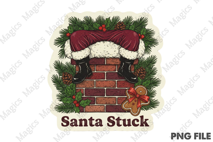 Santa Stuck Funny Christmas PNG