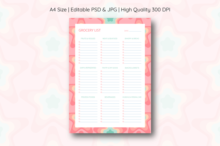 Pastel Stars Grocery List Template | Grocery List | Planner