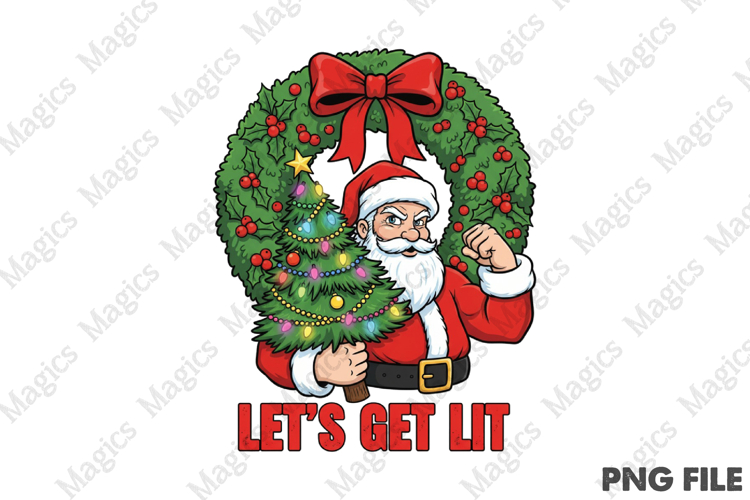 Retro Funny Santa with Tree Png