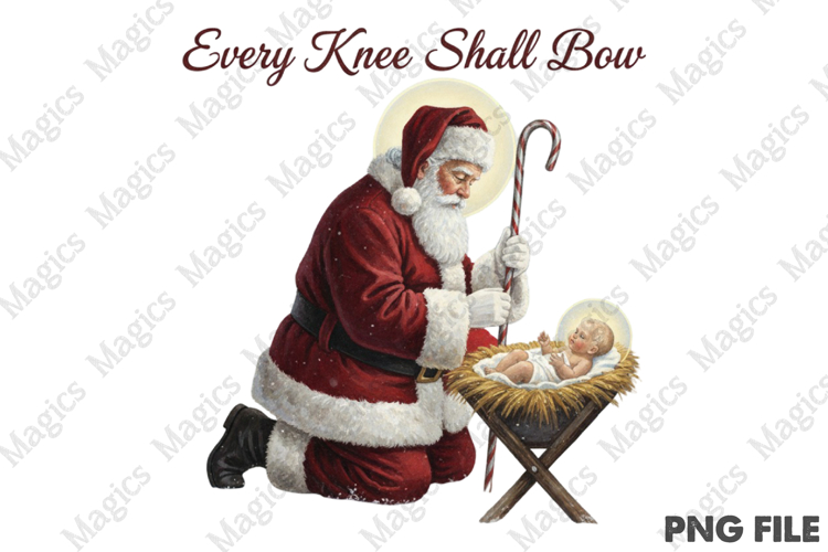 Religious Christmas Santa Kneeling PNG