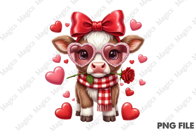 Valentine Day Highland Cow Sublimation