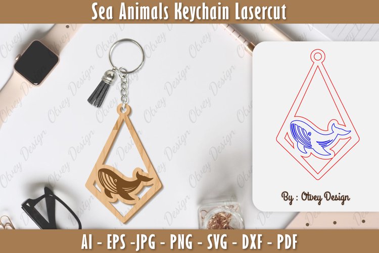 Keychain Sea Animals Lasercut SVG example image 1