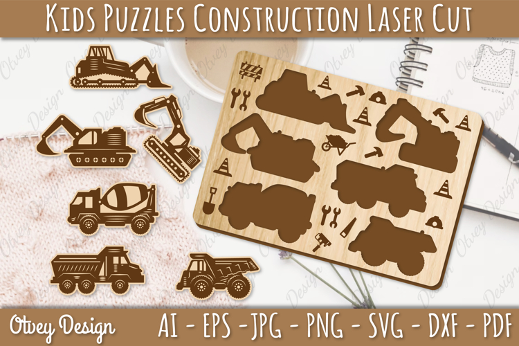 Kids Puzzles Construction Lasercut | Educational Puzzles