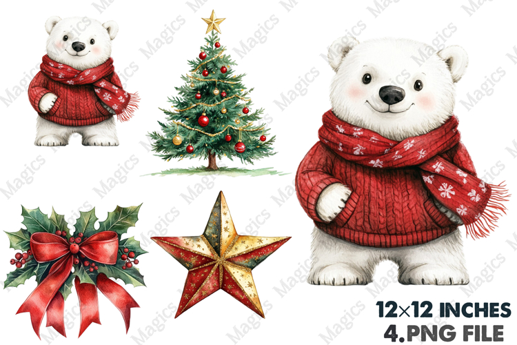 Christmas Watercolor Clipart Set