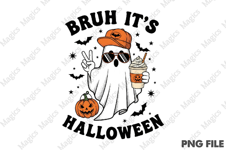 Bruh Its Halloween Funny Ghost and Pumpkin png