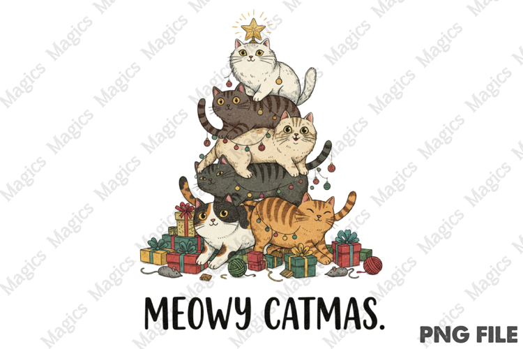 Meowy Catmas Png, Christmas Png