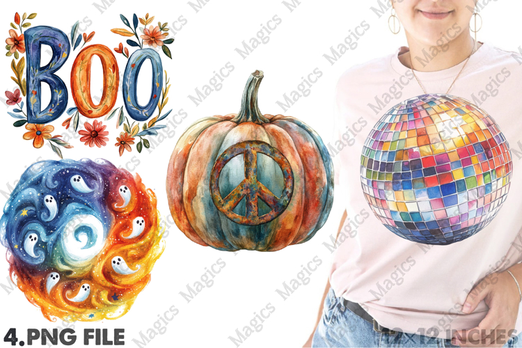 Groovy Retro Halloween Clipart