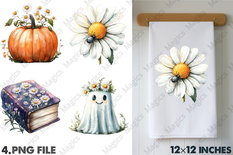 Daisy Flower & Halloween Clipart
