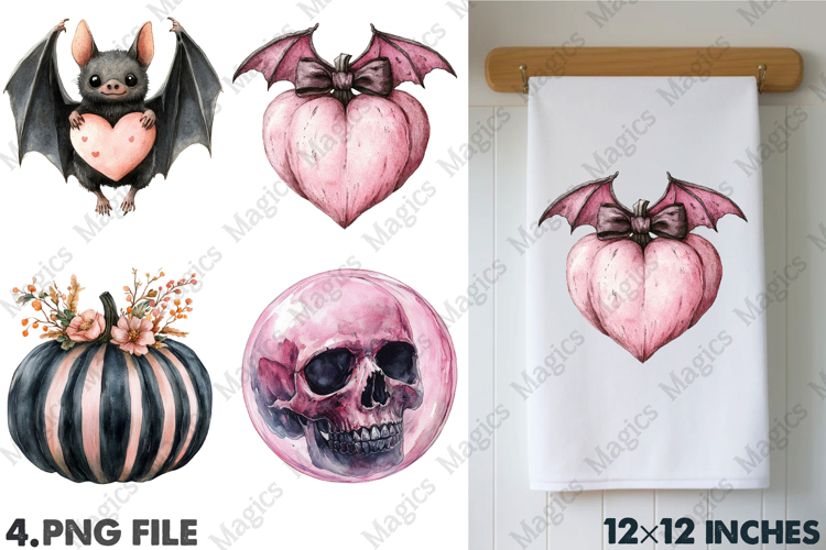Black Pink Halloween Sublimation PNG